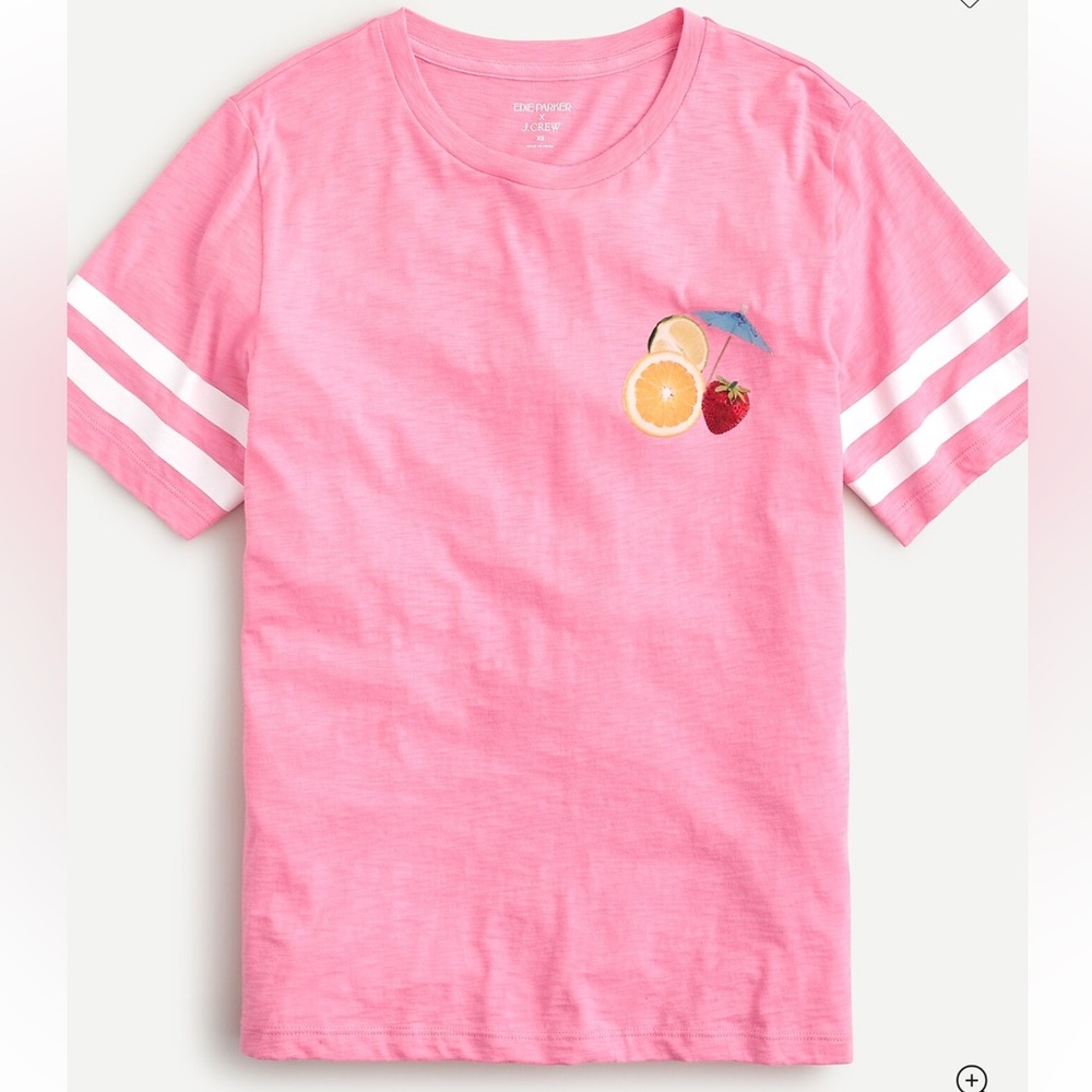 NWT J. Crew ‘Weekend Special’Pink Short Sleeve Tee with Fruit Embroidery. 💕RARE💕